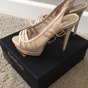 Bebe platform Nude shoes